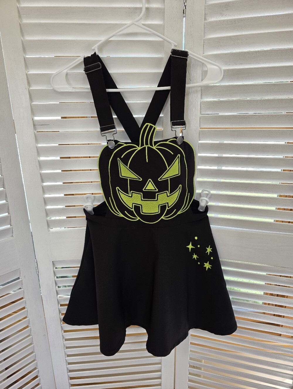 Hot Topic Black & Neon Green Jack-O'Lantern Skirtall Size SM